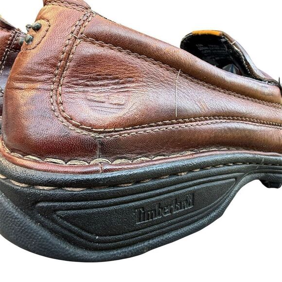 Timberland Brown Leather Slip-On Loafers Driving Shoes Men's Size 10 M - Picture 5 of 12
